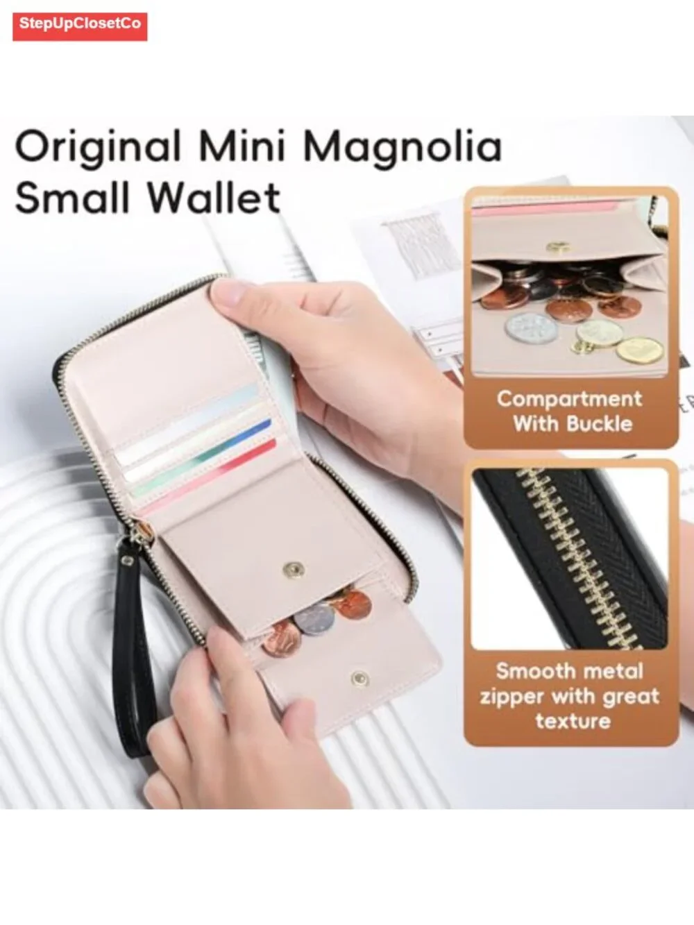 Women's Faux Leather RFID Blocking Zip Around Wristlet Wallet with Card Slots